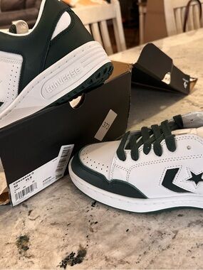 Converse Men's Athletic Sneakers in White & Dark Green